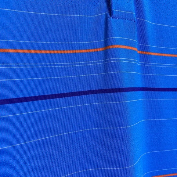 Nike Golf Dri-Fit Men's‎ Polo Shirt L Short Sleeve Collared Blue Orange Striped - Picture 6 of 8